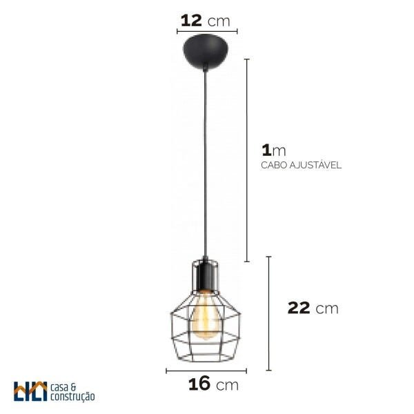 Luminária Pendente Aramado Aço Adhara Único - 3