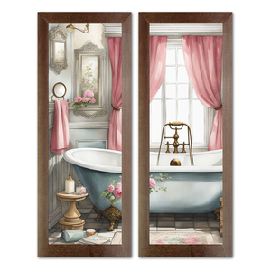 2 Quadros Decorativos Banheiro Lavabo Toalete Sabonete Verde 20x60cm