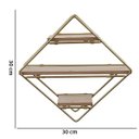 Ver imagem 3 de Estante Decorativa Geométrica Metálica com Suportes de Madeira Dourado com Marrom 30X30X10 cm D'