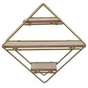 Ver imagem 1 de Estante Decorativa Geométrica Metálica com Suportes de Madeira Dourado com Marrom 30X30X10 cm D'