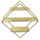 Ver imagem 1 de Estante Decorativa Geométrica Metálica com Suportes de Madeira Dourado 30X30X10 cm D'Rossi