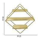 Ver imagem 3 de Estante Decorativa Geométrica Metálica com Suportes de Madeira Dourado 30X30X10 cm D'Rossi