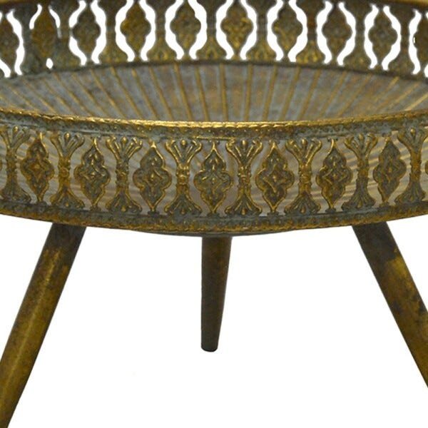 Centro de Mesa Decorativo Dourado Antigo em Metal 33,5 X 33,5 X 20,5 cm - 2