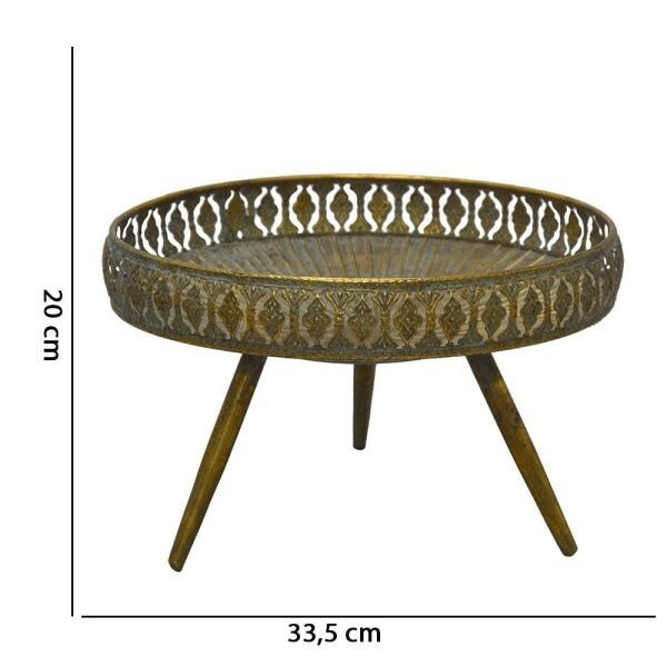Centro de Mesa Decorativo Dourado Antigo em Metal 33,5 X 33,5 X 20,5 cm - 3