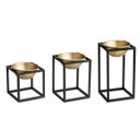 Ver imagem 1 de Kit 03 Cachepot Dourado Com Suporte Metálico Preto D'Rossi