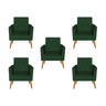 Kit 05 Poltrona Nina Capitone Decorativa Para Sala de Estar Recepção Suede Verde -Open Decor - 1