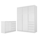 Ver imagem 1 de Jogo de Quarto Infantil Guarda Roupa 2 Portas e Cômoda 4 Gavetas Lua P04 Branco - Mpozenato