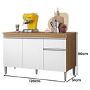 Ver imagem 2 de Balcão de Cozinha Tatiane com Tampo 120cm e Armário Aéreo Andréia 3 Portas Amêndoa Branco - Ajl