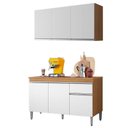 Ver imagem 1 de Balcão de Cozinha Tatiane com Tampo 120cm e Armário Aéreo Andréia 3 Portas Amêndoa Branco - Ajl