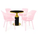 Ver imagem 1 de Conjunto Mesa de Jantar Redonda Imperial 70cm Preta com 4 Cadeiras Estofadas Marcela - Rosa