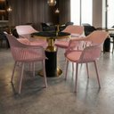 Ver imagem 2 de Conjunto Mesa de Jantar Redonda Imperial 70cm Preta com 4 Cadeiras Estofadas Marcela - Rosa