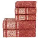 Ver imagem 1 de Jogo de Banho Toalhas Malau Decorado 100% Algodão 5 Peças - Terracota