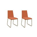 Ver imagem 1 de Kit 2 Cadeiras de Jantar Cozinha Industrial Lexa Veludo Élpis Móveis Terracota Dourada