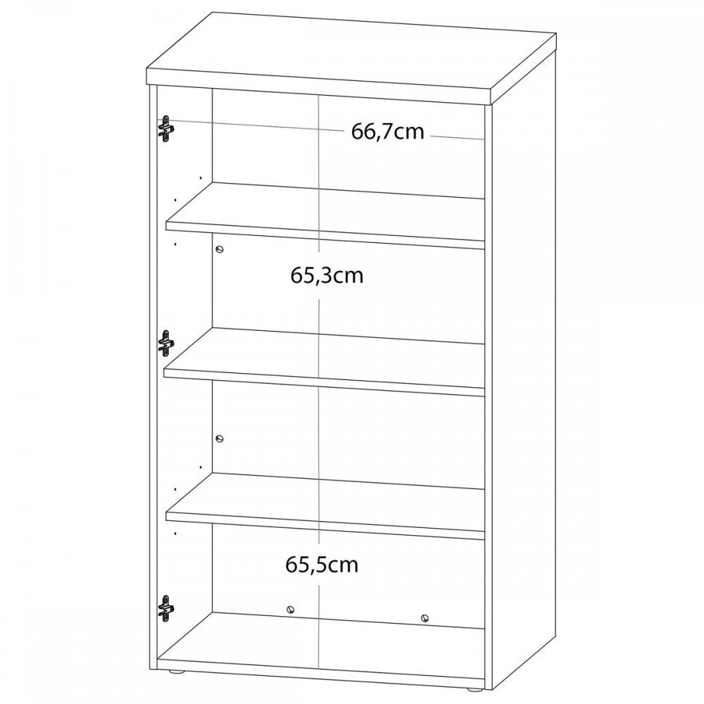 Armário para Escritório Toq 2 Portas 3 Prateleiras Olmo/Branco - Artany - 3