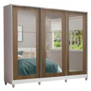 Ver imagem 2 de Guarda-Roupa Casal 100% MDF Madesa Eros 3 Portas de Correr de Espelho com Pés Branco/Rustic Cor:Bran