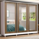 Ver imagem 1 de Guarda-Roupa Casal 100% MDF Madesa Eros 3 Portas de Correr de Espelho com Pés Branco/Rustic Cor:Bran