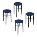 Ver imagem 1 de Kit 4 Puffs Manu Suede D'Rossi - Azul Marinho