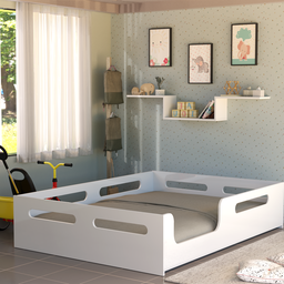 Cama Infantil Montessoriana Casal Mdf Robusto Fabricação Nacional Linha Moderna para Crianças:branco - 2