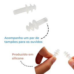 Óculos de Natação com Estojo Plástico e Tampão de Ouvidos - Preto - 7