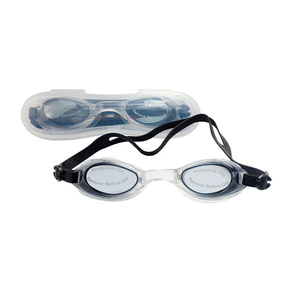 Óculos de Natação com Estojo Plástico e Tampão de Ouvidos - Preto - 1