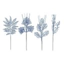 Ver imagem 1 de Conjunto 4 Galhos Natalinos Folhagem Decorativa Glitter Azul 30cm - Magizi