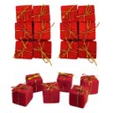 Ver imagem 1 de Kit 24 Mini Presentes Decorados Natal Enfeite Árvore 3x3cm Vermelho e Dourado - Yangzi