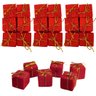 Kit 24 Mini Presentes Decorados Natal Enfeite Árvore 3x3cm Vermelho e Dourado - Yangzi - 5