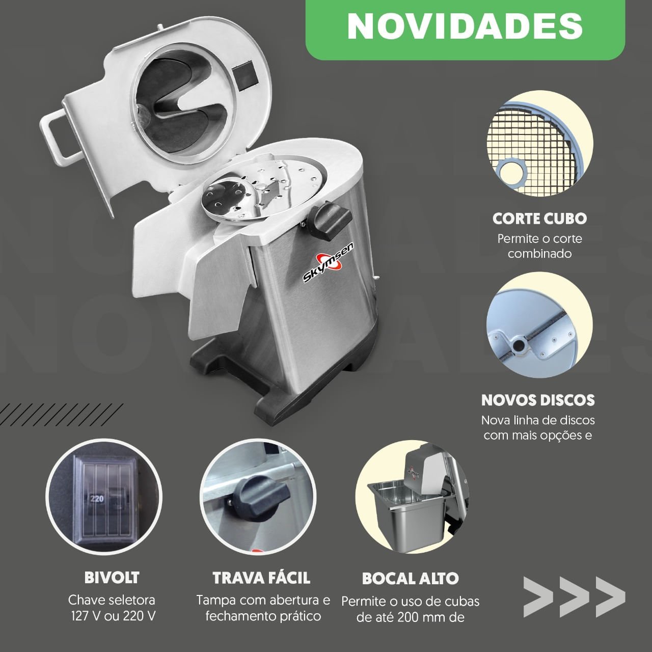 Processador De Alimentos Industrial Pa-7 Pro Sem Discos Bivolt - Skymsen - 5