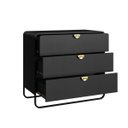 Ver imagem 4 de Cômoda Luna Orgânico 90x82cm 3 Gavetas Nero/preto 28068