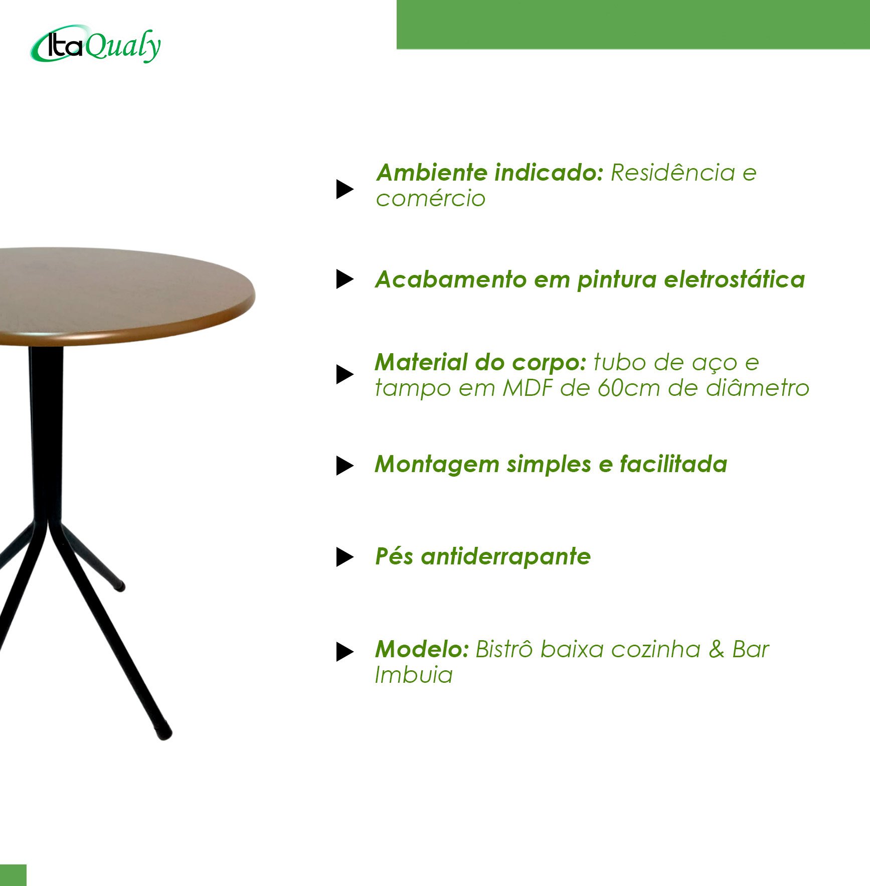 Mesa Bistrô Baixa Estrutura Aço Tampo Mdf Cozinha Bar Redonda Imbuia - 5