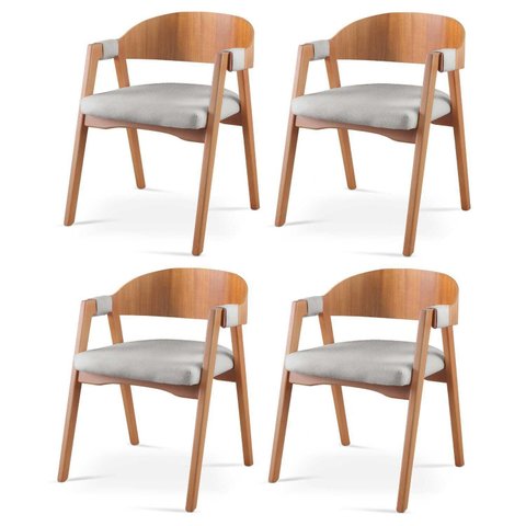 Kit 4 Cadeiras para Sala de Jantar Luna Cinza/Cinamomo Yescasa