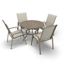 Ver imagem 1 de Mesa 4 Cadeiras Ripado Piscina Alumínio Fendi e Tela Bege