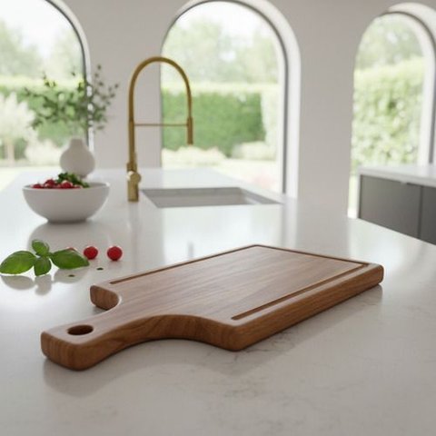 Tábua de Corte de Madeira 35 X 17 Cm Uso Cozinha Churrasco:marrom-claro