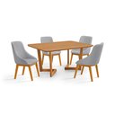 Ver imagem 2 de Conjunto Mesa Jantar 1,60m Amadeirado 4 Cadeira Verona Linho Cinza Luxo