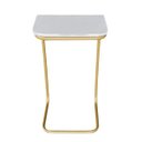 Ver imagem 2 de Mesa Lateral Tampo Branco Multi-Uso para Sofá Base Metálica D'Rossi - Dourado