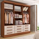 Ver imagem 2 de Guarda-roupa Casal Max 3 Portas 9 Gavetas com Espelho Cinamomo/off White - Panorama Móveis