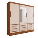 Ver imagem 3 de Guarda-roupa Casal Max 3 Portas 9 Gavetas com Espelho Cinamomo/off White - Panorama Móveis