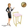 Conjunto 02 Banquetas Alta Lavínia Suede Base Dourado D'Rossi - Rosa Bebê - 5