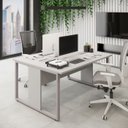Ver imagem 1 de Mesa de Trabalho para Escritório 2 Lugares Cinza 1,50m F5