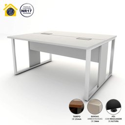 Mesa de Trabalho para Escritório 2 Lugares Cinza 1,50m F5 Cor:cinza - 5