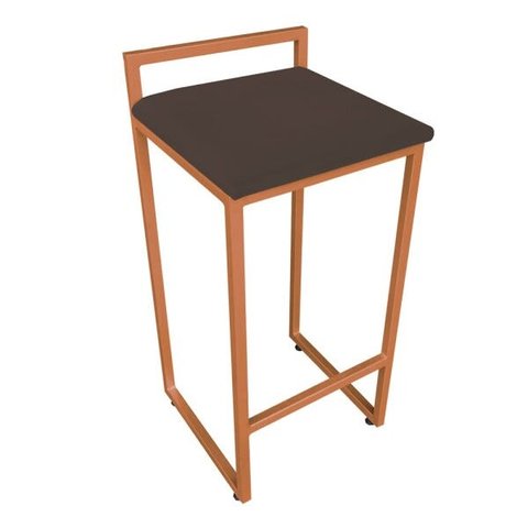 Banqueta Pietra Suede Marrom Base Cobre D'Rossi