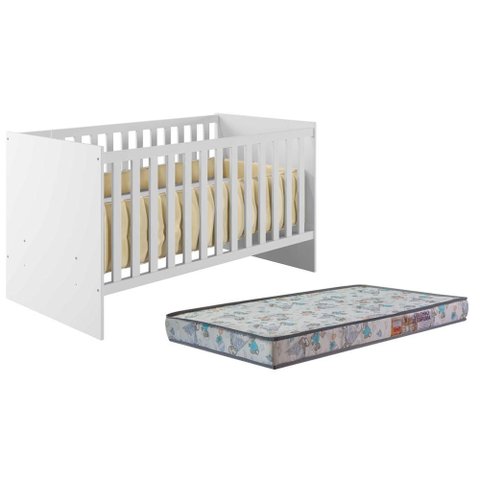 Berço Nacional Life 2186 Branco Acetinado com Colchão Sleep - Tigus