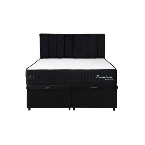 Kit Premium Box Baú Casal 1,38 - Preto S/m