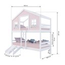 Ver imagem 3 de Beliche Casinha Dos Sonhos com Escada/ Escorregador Madeira Maciça Rosa/ Branco Megamobilia