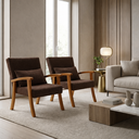 Ver imagem 1 de Kit 2 Poltrona Jade Boucle Almofada Estofada Sala de Estar Moderna Decorativa:marrom