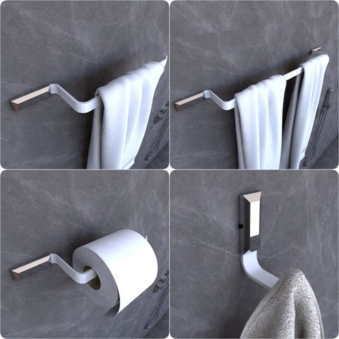 Kit Acessórios Para Banheiro Branco e Cromo Empire 4 peças