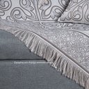Ver imagem 6 de Kit Xale para Sofá Franja Grécia Tecido Jacquard Almofadas Cheias 5 Peças:cáqui