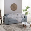 Ver imagem 1 de Kit Xale para Sofá Franja Grécia Tecido Jacquard Almofadas Cheias 5 Peças:cáqui