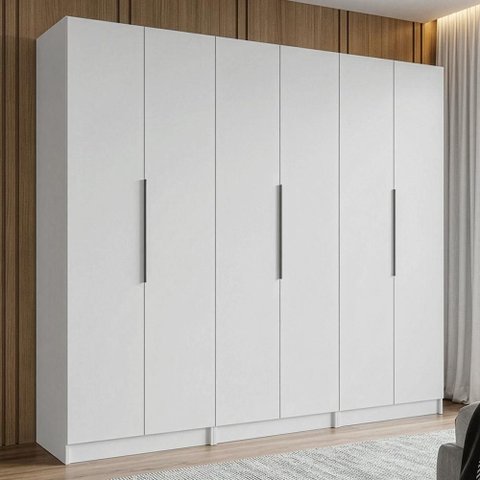 Guarda-roupa Modulado 240 Cm 6 Portas 4 Gavetas Branco Neo Madesa 01