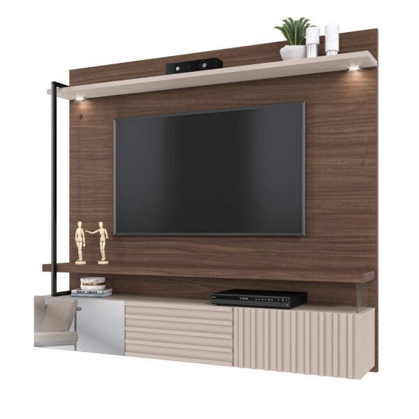 Painel Home para TV até 70 Polegadas com LED 2 Portas Basculante e Espelho Atalaia Colibri - 2
